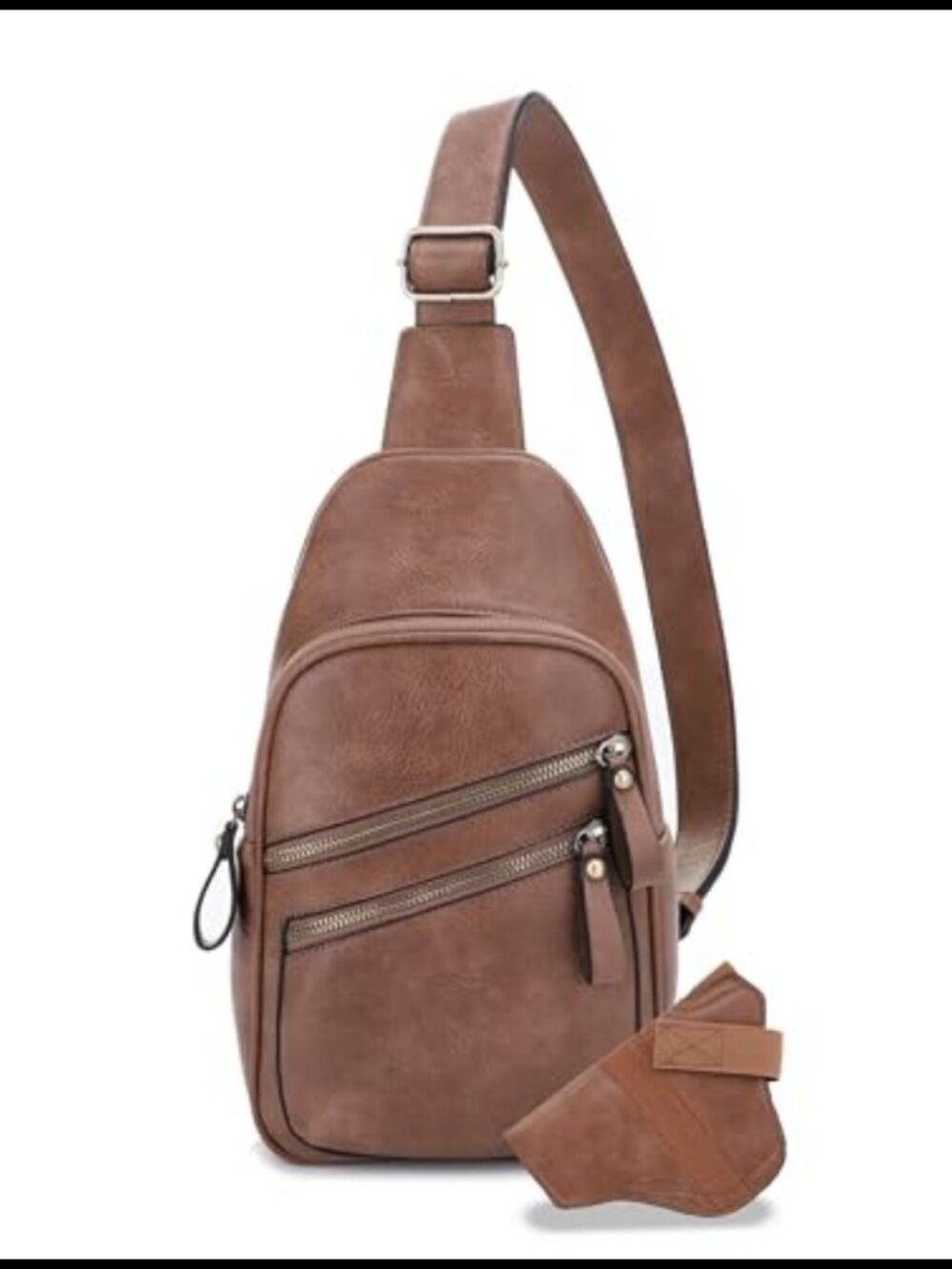 Faux Leather Concealed Carry Sling Bag Crossbody Backpack Purse Multi-Pocket